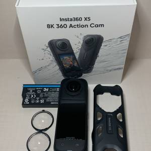[觀塘實體店] 二手 Insta360 X5 (連高級玻璃鏡頭保護鏡+控溫握套) 行貨保養到26年5...