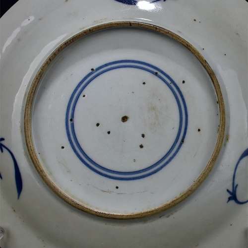 晚清时期手绘青花人物赏盘