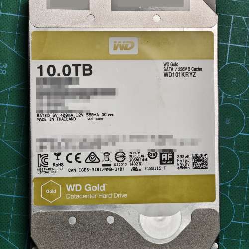 Western Digital 西部數據 企業級 WD GOLD WD101KRYZ 3.5&rdquo; 10TB 7200RPM Harddisk...