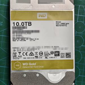 Western Digital 西部數據 企業級 WD GOLD WD101KRYZ 3.5&rdquo; 10TB 7200RPM Harddisk...