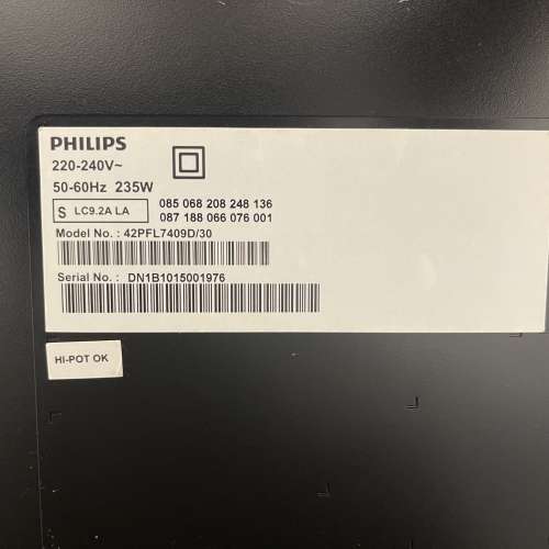 Philips 42寸電視 電視機100%操作正常，粉嶺交收