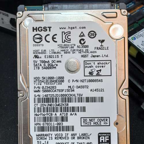 HGST 2.5吋 1TB 5400RPM HDD