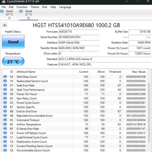 HGST 2.5吋 1TB 5400RPM HDD