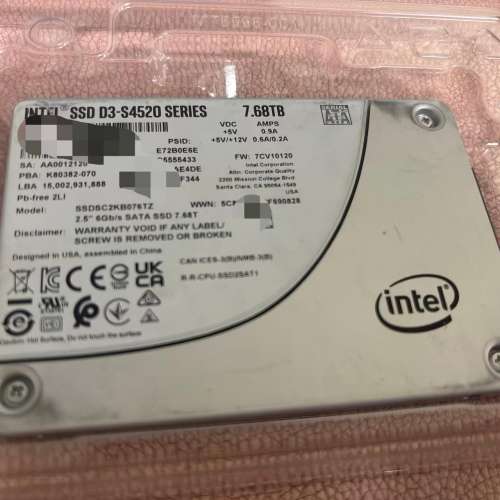 Intel S4520 7.68T 固態硬碟 SSD