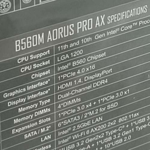 全新 GIGABYTE B560M AORUS Pro AX DDR4