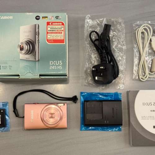 [極新全套] Canon IXUS 245 HS 粉紅色 | 罕有全套連盒| Wi-Fi 手機直傳 | 復古氛圍...