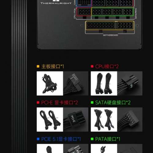 Thermalright 金牌ATX 3.1  PCIe 5.1利民 TR-GT-850 850W 80 PLUS 全模組電源