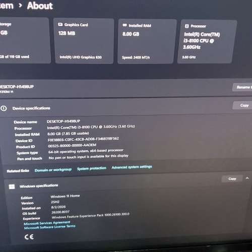 Intel Core i3-8100 cpu + Gigabyte GA-H310M-H mATX + Team 8GB DDR4-2400 ram