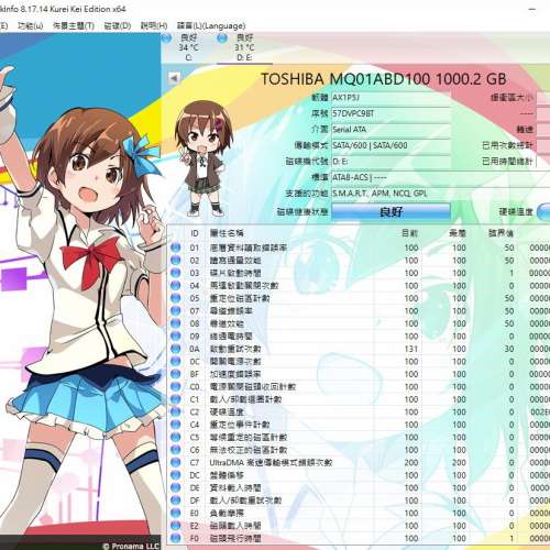 HGST 1TB 2.5吋硬碟 連盒USB3.0