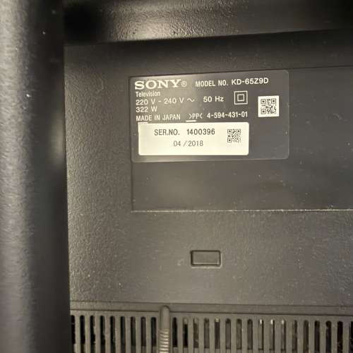 平讓 Sony 65 吋4K 電視KD-65Z9D (Made in Japan 日本製)