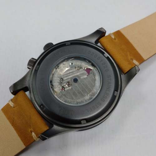 45mm GMT 3地時間　自動機械錶 有日期 藍面 透底 鈦色鋼錶