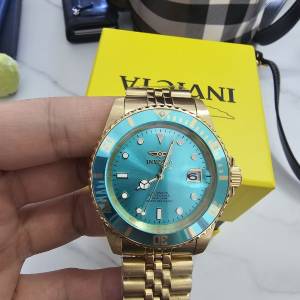 Invicta 42mm 冰藍面冰藍圈 金殼金帶 NH35A 自動機械錶