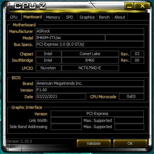 ASRock B460M-ITX 主機板
