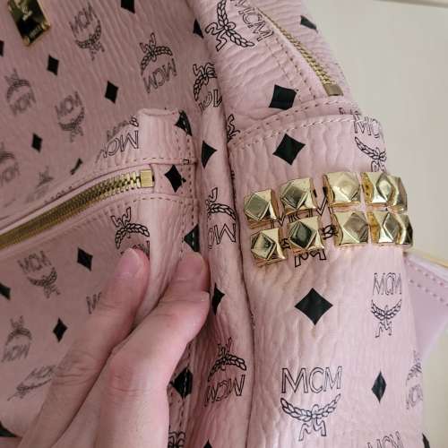 MCM Viseto Stark 粉紅色背囊粉紅色袋原裝正版新淨 mcm
