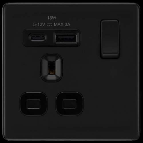英國 BG Evolve Black USB Type C & A Socket 18W - *Brand NEW* full Pack