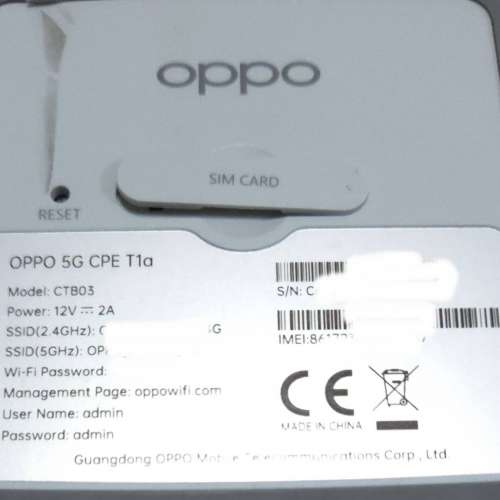 OPPO 5G CPE T1a WIFI 6 ROUTER