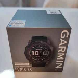 Garmin Fenix 7X Sapphire Solar  Carbon Grey DLC Titanium Black Silicone Strap