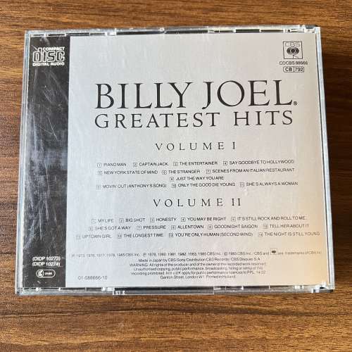 Billy Joel Greatest Hits Volume I & Volume II CD