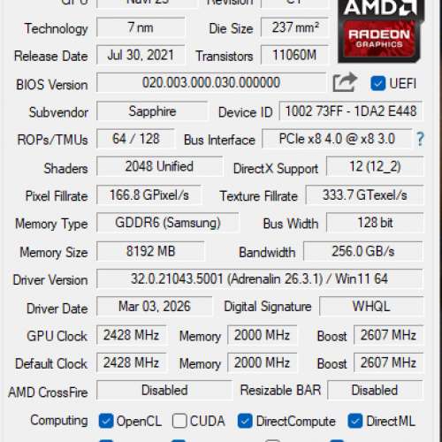 Sapphire RX 6600 XT NITRO+ 8GB