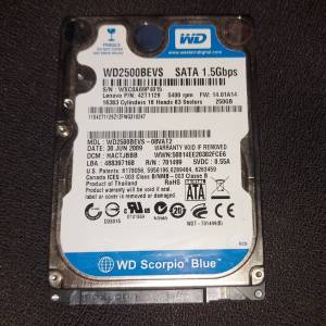 Western Digital Scorpio Blue WD2500BEVS 250GB 5.4K 2.5 inch SATA Hard Drive