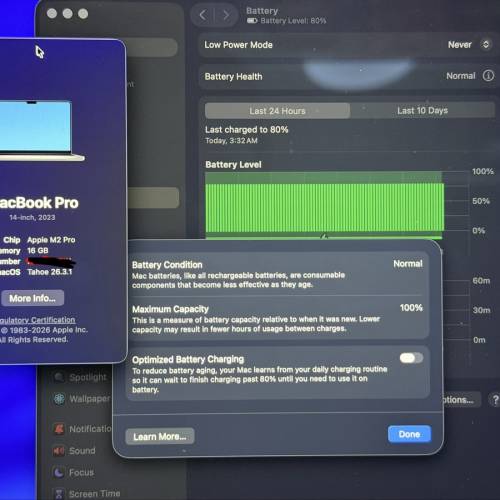 Macbook Pro 14 m2 pro 16gb 512gb 100%電池