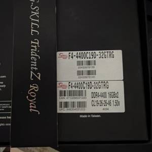 極罕永久保4400mhz DDR4 g.skill royal tridentZ 芝奇皇家㦸 16gbx2共32GB盒裝 not...