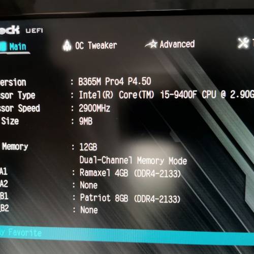 I5 9400F + Asrock B365M Pro4