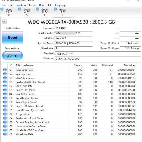 Western Digital 2TB SATA Hard Drive WD20EARX