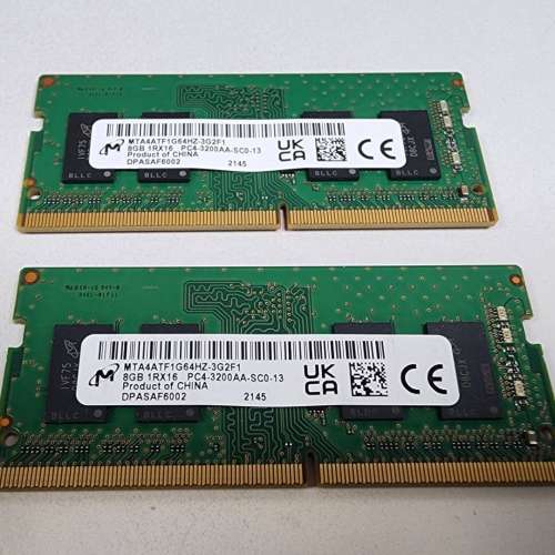 16GB (8GBX2)  1Rx16 DDR4 PC4-3200 記憶體 | SODIMM RAM