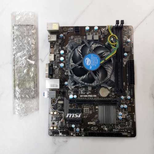 Intel i3 6100 + MSI H110M Pro-VH + Intel 原裝散熱 OEM Cpu Cooler 底板 主機板