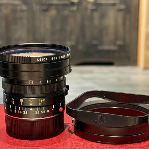 Leica Elmarit-M 21mm f2.8 E60 lens with UV/IR filter and hood