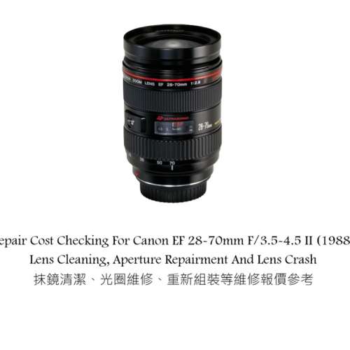 Repair Cost Checking For Canon EF 28-70mm F/2.8L USM (1993) Lens Cleaning