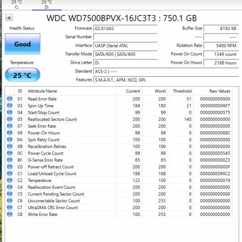 [送外置USB盒 即插即用] WD 750GB 2.5&rdquo; SATA 硬碟 Harddisk 手提電腦適用 for Lap...
