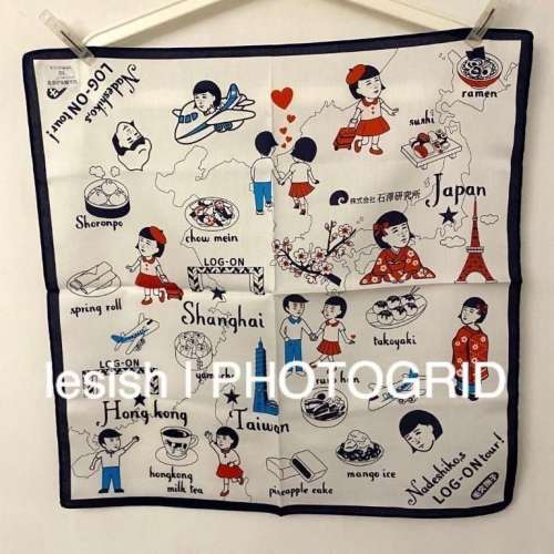 日本製︰石澤研究所 毛穴撫子100% Cotton Square Handkerchief 深藍色棉質手帕手巾...