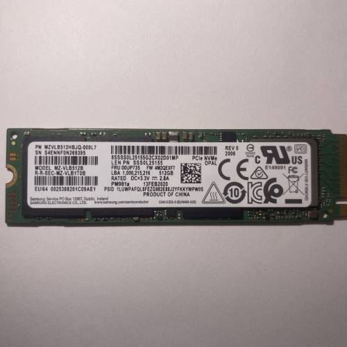 Samsung PM981a 512GB m.2 nvme PCIE 3.0 SSD