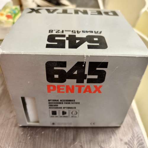 95%新Pentax-FA 645 1:2.8 45mm淨包裝盒齊物料連說明書+100%全新原廠鏡袋