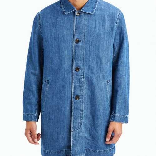 美式中長款風衣外套 男裝牛仔褸 Denim Jacket Mid Length Coat