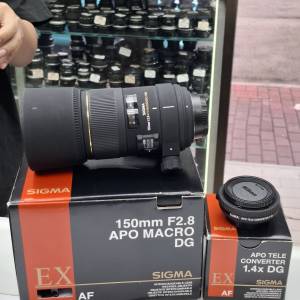 SIGMA 150MM F2.8 APO MACRO DG + SIGMA APO TELE CONVERTER 1.5X DG 95% NEW NIKON