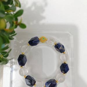 天然白水晶、藍紋石手串
