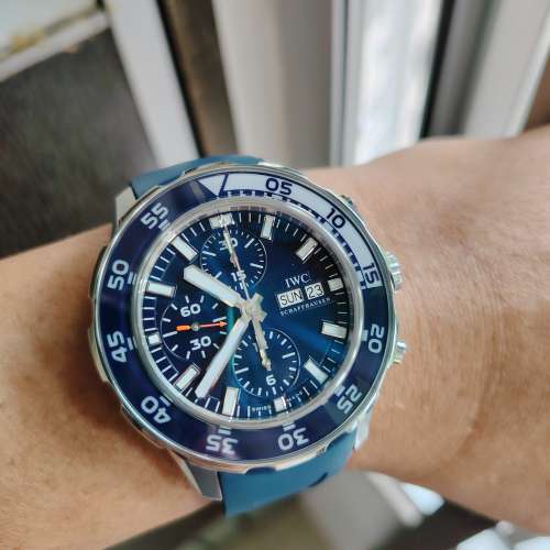 特價💙已停產 IWC Aquatimer 漂亮海洋籃面計時潛水錶 ，型號：376711，＜單表一隻＞...