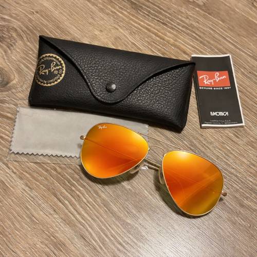 Ray-Ban Aviator 橙色水銀太陽眼鏡（連原裝包裝）少用近乎全新