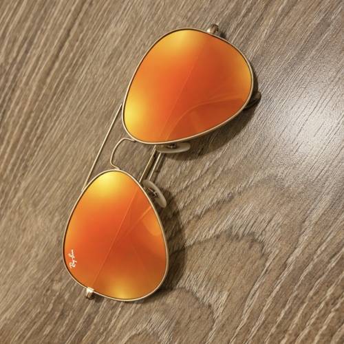 Ray-Ban Aviator 橙色水銀太陽眼鏡（連原裝包裝）少用近乎全新
