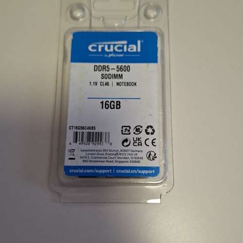 Crucial DDR5-5600 SODIMM 16GB (CT16G56C46S5) notebook ram