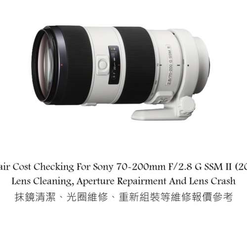 Repair Cost Checking For Sony 70-200mm F/2.8 G SSM II (2013) Lens Cleaning