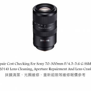 Cost Checking For Sony 70-300mm F/4.5-5.6 G SSM II (2014) Lens Cleaning