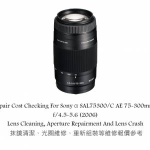 epair Cost Checking For Sony &alpha; SAL75300/C AE 75-300mm f/4.5-5.6 (2006) Lens