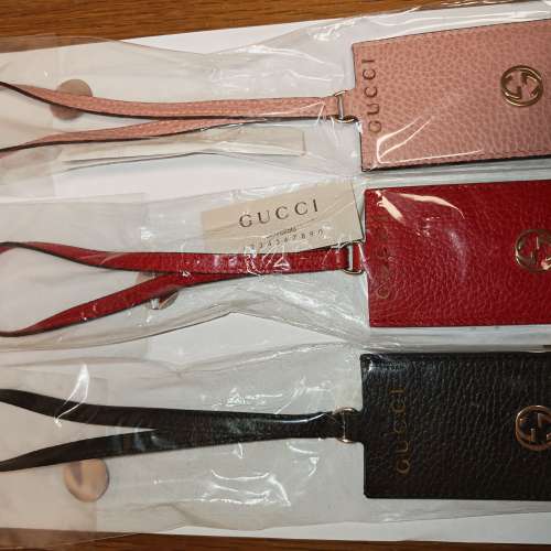 [全新真品] Gucci Double G 荔枝紋牛皮行李吊牌 / 行李牌 (三色可選)