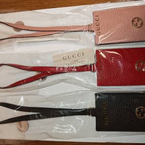 [全新真品] Gucci Double G 荔枝紋牛皮行李吊牌 / 行李牌 (三色可選)