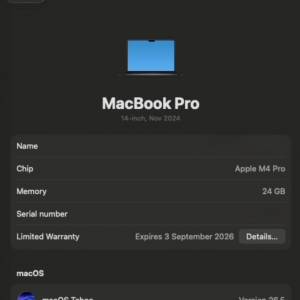 Apple Macbook Pro M4 Pro 14&rdquo; 24+512GB Space Black AppleCare