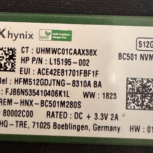 SK hynix 512GB m.2 SSD